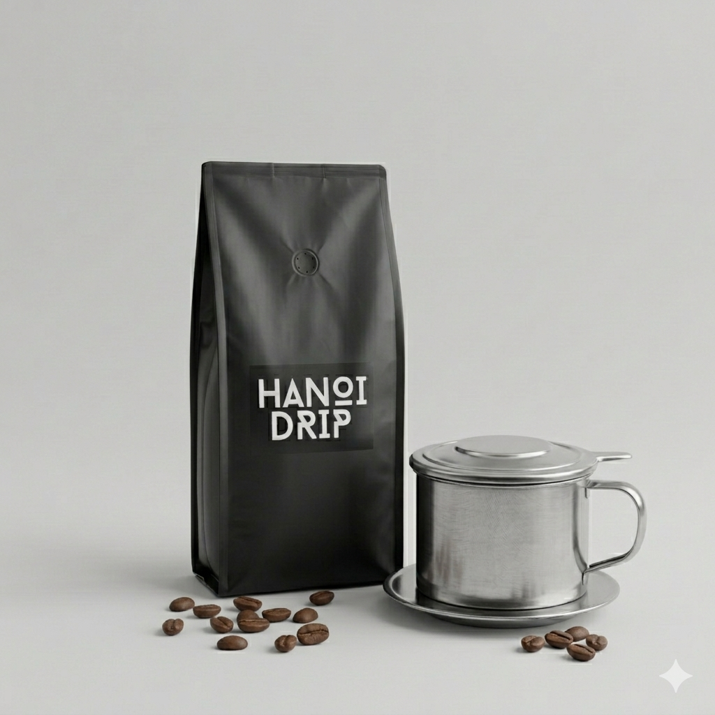 Vietnamese Robusta Coffee Set – 250g Beans + Phin Drip Filter