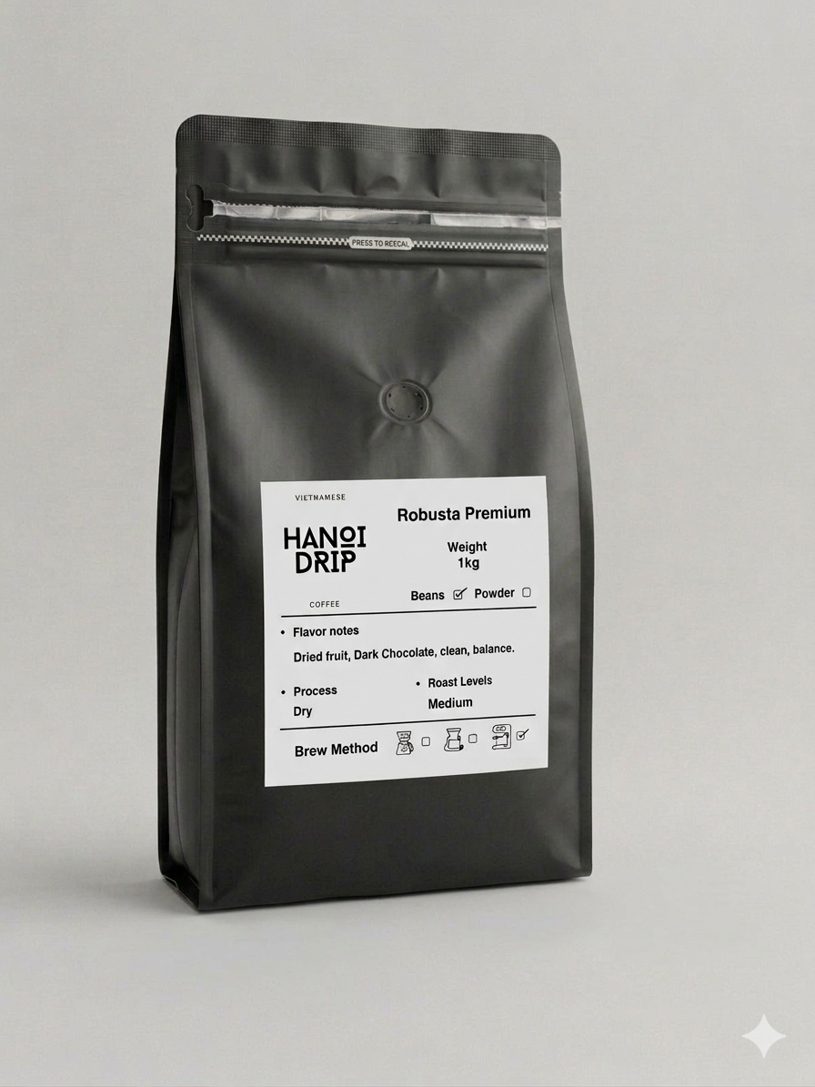 Vietnamese Robusta Coffee Set – 1kg Beans + Phin Drip Filter