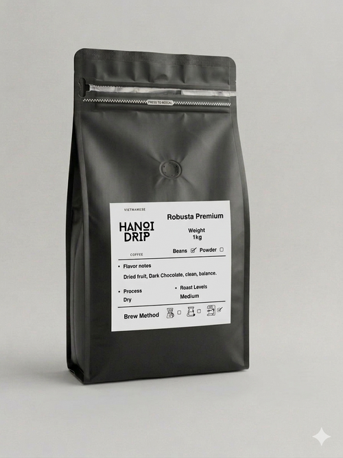 Vietnamese Robusta Coffee Set – 1kg Beans + Phin Drip Filter