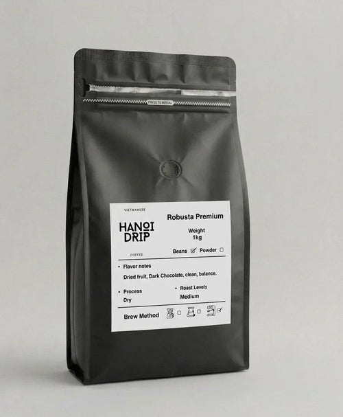 Vietnamese Robusta Coffee Set – 1kg Beans + Phin Drip Filter